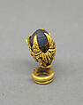 Ear Clip with Light Blue Stone in Four Prong Setting, Gold with light blue stone, Indonesia (Java)