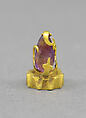 Pair of Ear Clips with Purple Stones in Tendril Mount, Gold with purple stones, Indonesia (Java)