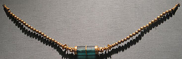 Necklace with a Green Glass Bead, Gold and glass bead, Indonesia (Java)
