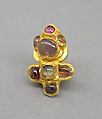 Ear Clip Inlaid with Eight Stones, Gold inlaid with eight stones, Indonesia