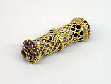 Cylindrical Cord Clasp with Filigree Design, Gold, Indonesia (Java)