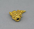 Set of Two Rod Finials in Foliate Shape, Gold, Indonesia (Java)