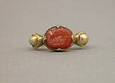 Ring with Oval-Shaped Red Stone, Gold with red stone, Indonesia (Java)