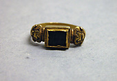 Ring with Inset Rectangular Cut Stone, Gold with stone, Indonesia (Java)