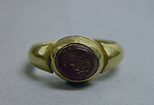 Ring with Inset Oval-Shaped Stone, Gold and stone, Indonesia (Java)