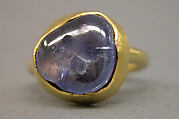 Ring with Inset Blue Stone in Circular Mount, Gold with blue stone, Indonesia (Java)