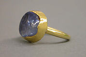 Ring with Inset Blue Stone in Circular Mount, Gold with blue stone, Indonesia (Java)