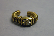 Ring with White Stones in Square Setting, Gold with white stones, Indonesia (Java)