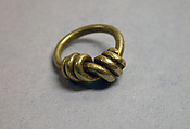 Knotted Wire-coiled Ring with Solid Hoop, Gold, Indonesia
