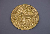 Disk or Subang Cover with Deer Surrounded by Foliate, Gold, Indonesia (Java)