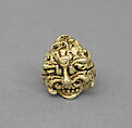 Rod Finial Clip with Foliate Design Creating Demon Mask, Gold, Indonesia (Java)