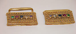 Two-Part Buckle with Inlaid Stones, Gold and inlaid stones, Indonesia