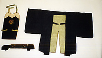 Fireman's jacket, plastron and sash, Wool, cotton, silk, metallic thread, paper, Japan