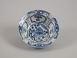 Bowl decorated with flowers and beast faces, Porcelain with underglaze cobalt-blue design (Kraak ware), China