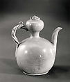 Wine Ewer with Lid, Porcelaneous stoneware with incised decoration under celadon glaze, Korea