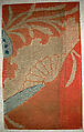 Kosode Fragment 
, Ground of red satin damask (rinzu), Japan