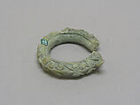 Solid Open Bangle with Applied Decoration, Bronze, Thailand