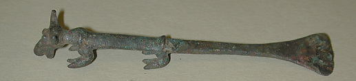 Lime Spatula with Animal Head, Bronze, Indonesia