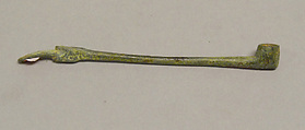 Lime Spatula in the Shape of a Pipe, Bronze, Indonesia (Java, Lumajang, Pasiran)