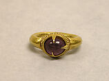 Large Ring with Amethyst Round, Gold, Indonesia (Central Java)
