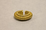 Pair of Ear Ornaments with Design of Fused Discs, Gold, Indonesia (Central Java)