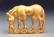 Plaque in the Shape of a Grazing Kulan, Gold, Northwest China