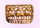 Garment Plaque with Three Stags, Gold, Northeast China