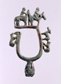 Harness Jingle with Mounted Hunters, Bronze, Northeast China