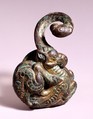 Hook with Raptor-Headed Ungulate, Gilded bronze, North China