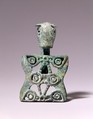 Harness Jingle with Animal's Head, Bronze, Northeast China