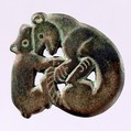 Garment Plaque with Leopard and Bear, Bronze, Northwest China