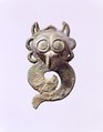 Harness Ornament with Owl's Head, Tinned bronze, Northwest China
