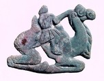 Belt Plaque in the Shape of a Bactrian Camel with Rider, Bronze, Northwest China
