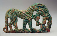 Belt Plaque in the Shape of a Tiger and a Kulan, Bronze, Northwest China