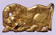 Belt Buckle with Bovine, Gilded bronze, North China