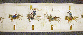 Horsemanship Competition for the Shunzhi Emperor, Nardunbu (Manchu, active mid-17th century), Handscroll; ink and color on paper, China