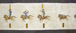 Horsemanship Competition for the Shunzhi Emperor, Nardunbu (Manchu, active mid-17th century), Handscroll; ink and color on paper, China