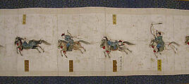 Horsemanship Competition for the Shunzhi Emperor, Nardunbu (Manchu, active mid-17th century), Handscroll; ink and color on paper, China