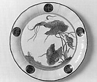 Dish with Arum Leaves and Five Paulownia Crests, Porcelain with underglaze blue and overglaze red enamel, gold, and silver (Hizen ware, Arita region), Japan