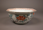 Octagonal Bowl with Design of Peonies, Porcelain with overglaze enamels (Hizen ware, Arita region, Kakiemon style), Japan