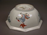 Octagonal Bowl with Design of Peonies, Porcelain with overglaze enamels (Hizen ware, Arita region, Kakiemon style), Japan
