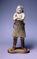 Standing attendant, Earthenware with pigment, China