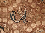 Textile with Boar's Head Roundels, Silk split-stitch embroidery on plain-weave silk, Iran, Afghanistan or China (Xinjiang Autonomous Region)