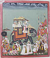 Maharana Raj Singh II in Procession with Members of His Court, Ink, opaque watercolor, and gold on paper, India (Rajasthan, Mewar)