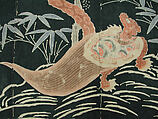 Futon Cover with Turtle, Crane, Pine, Plum, and Bamboo, Cotton, Japan
