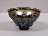 Tea bowl with “oil-spot” and “hare’s-fur” decoration, Kamada Kōji (Japanese, born 1948) active in Kyoto, Stoneware with iron-oxide glazes, Japan