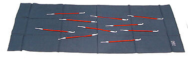 Towel (tenugui) with Pattern of Pipes in Red and White on a Blue Ground, Plain-weave cotton, Japan