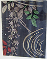 Piece from a Summer Kosode (katabira) with Wisteria above a Stream, Resist-dyed plain-weave bast fiber (asa) crepe, embroidered with silk and metallic thread, Japan