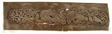 Pair of Plaques with Dragons, Iron embossed with silver damascening, Tibet