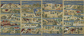 The Illustrated Life of Shinran (Shinran shōnin eden), Unidentified artist, Set of four hanging scrolls; ink, color, and gold on silk, Japan